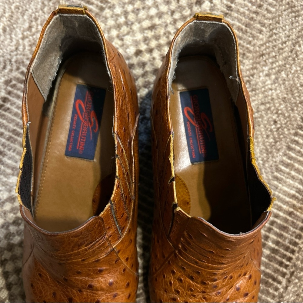 Giorgio Brutini Private Collection Brown Ostrich Loafer 12M - Picture 5 of 9